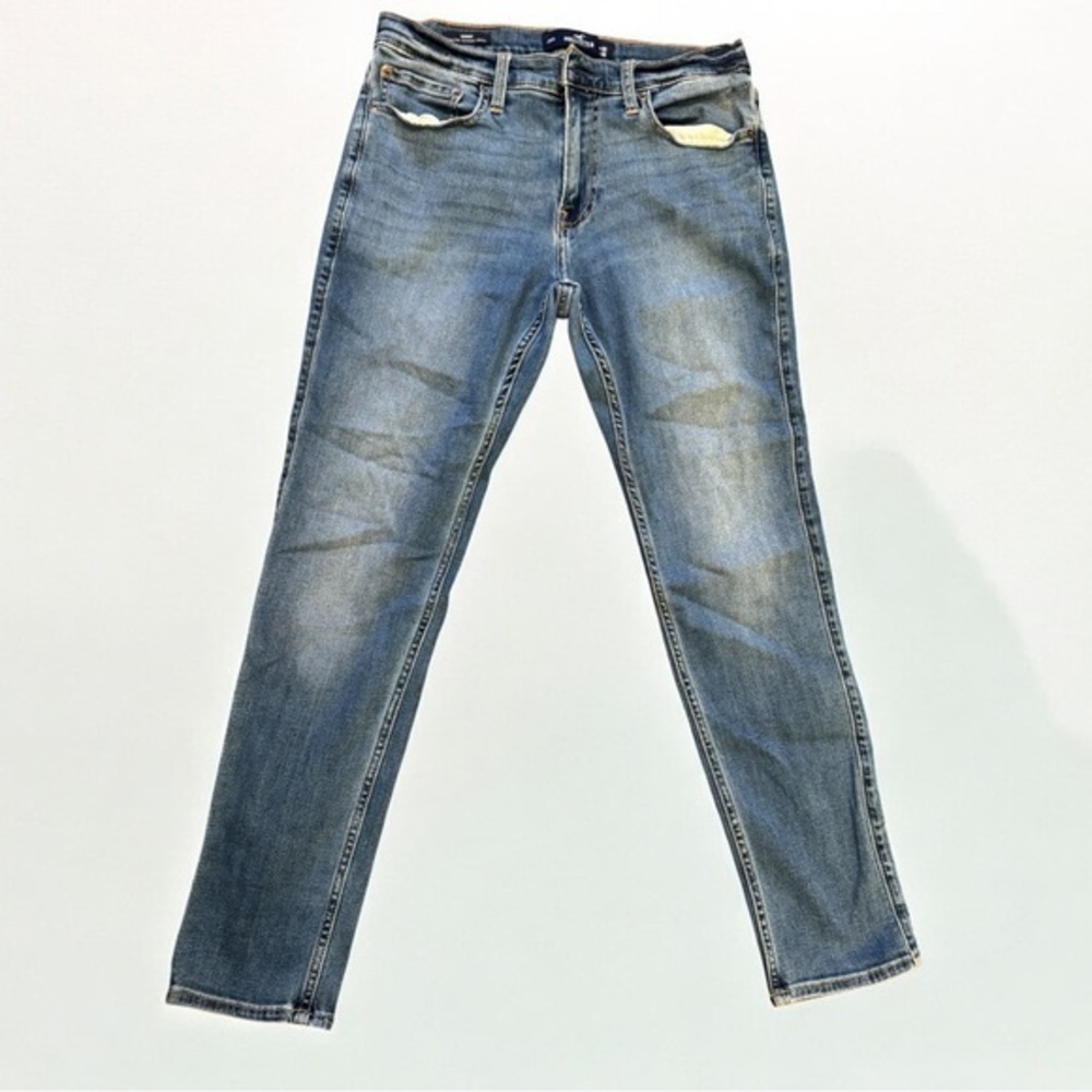 Hollister Mens Skinny Denim Jeans Classic 5 Pocket Blue Wash Casual Pants